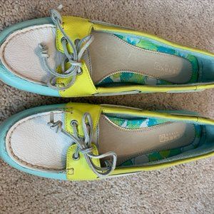 Sperry Top Siders Audrey Boat Aqua Yellow White